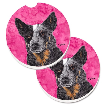 Carolines Treasures Pink Australian Cattle Dog Set of 2 Cup Holder Car Coaster SC9141PKCARC